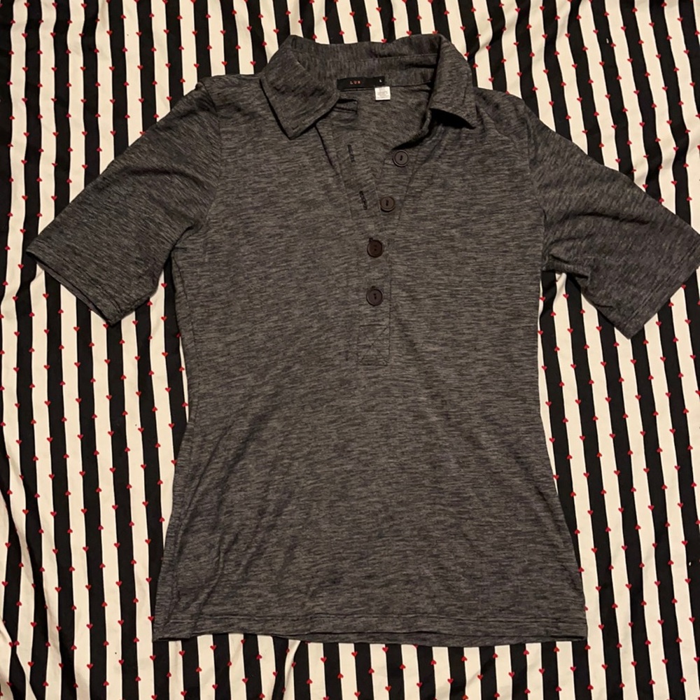 Lux Gray Top with Buttons